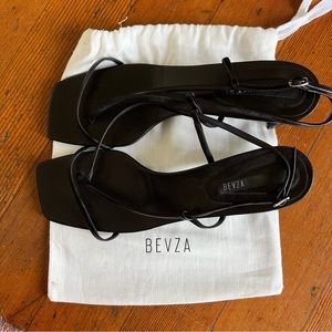 Bevza Black Leather Sandals